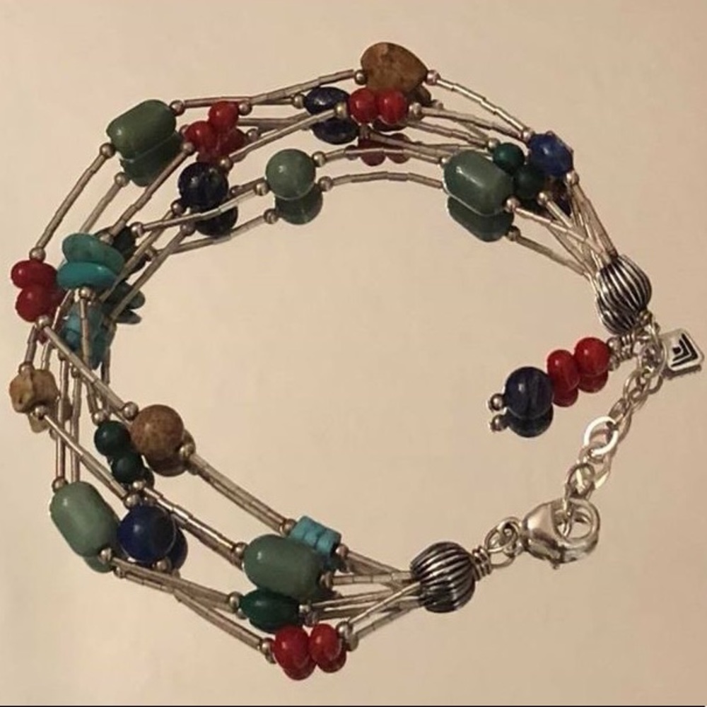 Silpada Sterling Silver Lapis Turquoise Picture Jasper Coral Bracelet B0788 - Picture 9 of 16